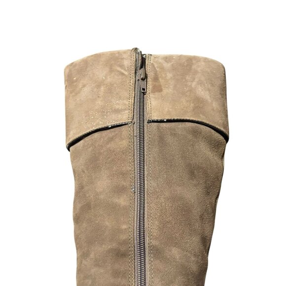 SOLF.Women Brown Suede Knee-High Heeled Boots Size 7.5   & Button Details - Picture 13 of 13